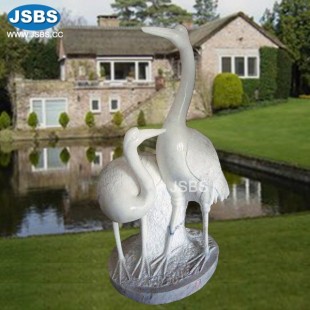 Hand Carved White Marble Crane Sculpture, Hand Carved White Marble Crane Sculpture