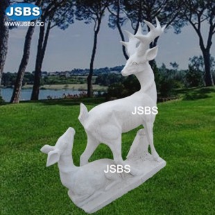White Marble Deer Sculpture, JS-AN028