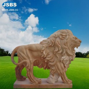 Hand Carved Marble Lion Sculpture, JS-AN039