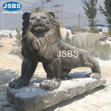 Large Black Marble Lion Sculpture, JS-AN225B