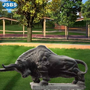 Black Marble Bull Sculpture, JS-AN014