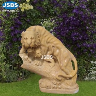 Yellow Marble Tiger Sculpture, Yellow Marble Tiger Sculpture