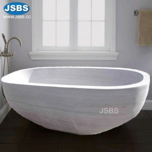 White Veined Marble Bathtub, JS-BT040