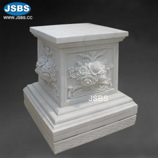 Flower Carved Natural Marble Pedestal Base, Flower Carved Natural Marble Pedestal Base