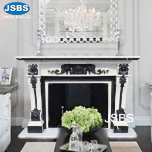 Black and White Marble Fireplace Mantel, JS-FP378