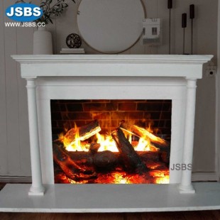 Simple White Column Fireplace, JS-FP224