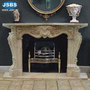 Beige Marble Fireplace, JS-FP020