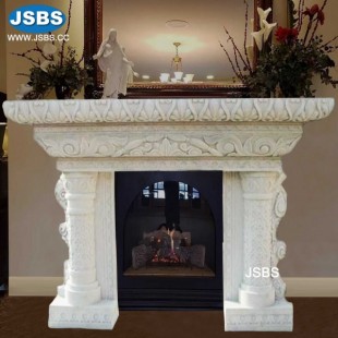 White Marble French Fireplace, JS-FP329