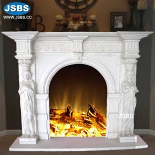 Indoor White Marble Fireplace, JS-FP258