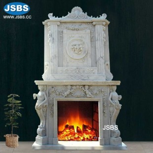 Marble Fireplace with Overmantel , JS-FP015