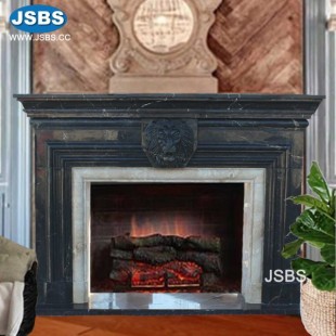 Black Lion Head Fireplace Mantel, JS-FP120