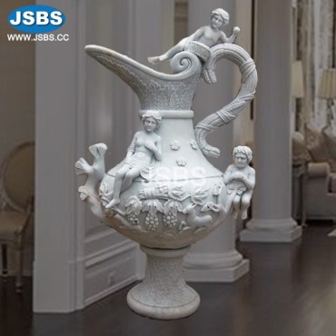 White Lady Cherub Marble Vase, JS-P108
