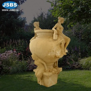Large Yellow Marble Vase, Large Yellow Marble Vase