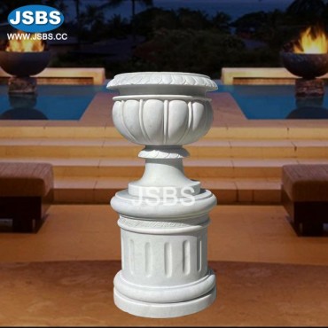 White Marble Flowerpot with base, JS-P248