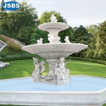 Two Tiered White Marble Fountain, Two Tiered White Marble Fountain