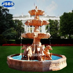 Cream Horse Marble Tier Fountain, JS-FT068