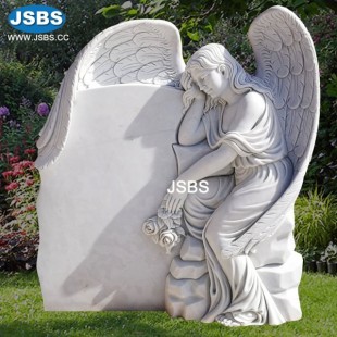 White Marble Angel Headstone, White Marble Angel Headstone