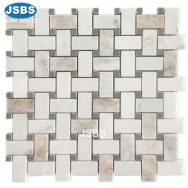 Basketwave marble mosaic wall tiles, JS-MS023