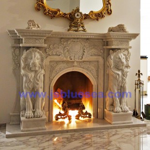 Marble Lion Fireplace Mantel for Switzerland