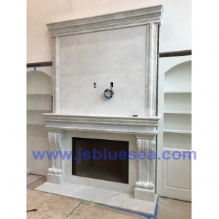 Double White Marble Fireplace Case for US