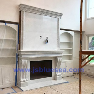 Double White Marble Fireplace Case for US