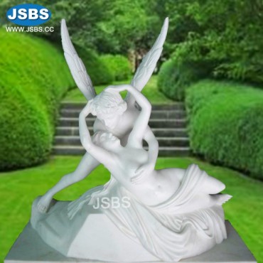 White Marble Cupid Kiss Statue, JS-C282