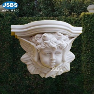 White Marble Cherub Wall Support, JS-OM002