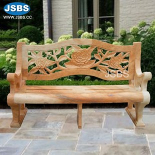 Marble Bench with Flower Back, Marble Bench with Flower Back