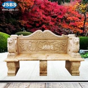 Lion Figure Stone Marble Garden Bench , JS-T159