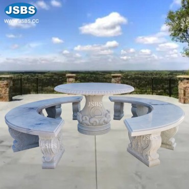 White Round Table with Curved Stool, White Round Table with Curved Stool
