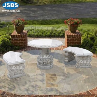 Garden Round Table with Curved Bench, Garden Round Table with Curved Bench