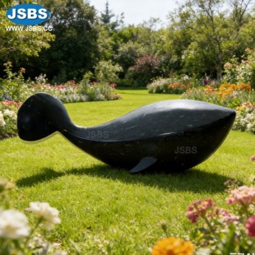 Black Marble Whale Sculpture, JS-AS154