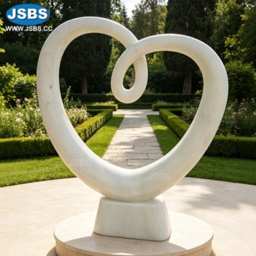 White Marble Intertwined Heart Abstract Sculpture, js-as024