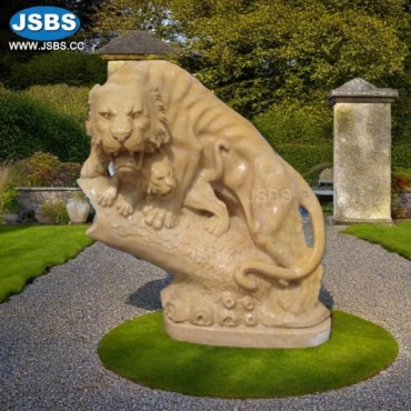 Yellow Marble Tiger Sculpture, JS-AN060