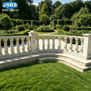 White Marble Curved Garden Balustrade, JS-BS085