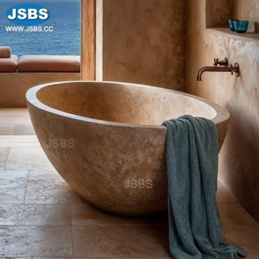 Travertine Oval Bathtub, Travertine Oval Bathtub
