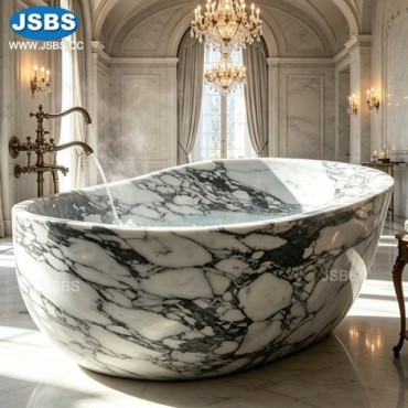 Luxury Veined Marble Freestanding Bathtub, js-bt060
