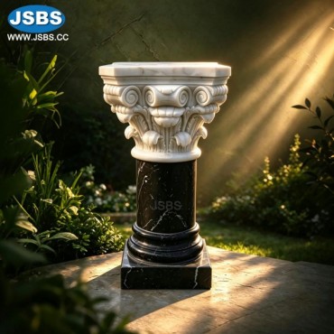 White & Black Marble Corinthian Capital Column Pedestal, js-cm195