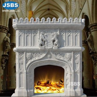 White Marble Luxury Fireplace Mantel, JS-FP364