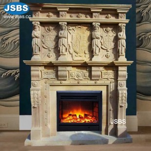 Elegant Cream Marble Fireplace Overmantel, JS-FP169
