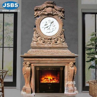 Engraving Ornate Marble Overmantel, JS-FP182