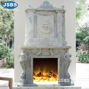 Grand White Double Fireplace, JS-FP015