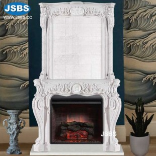 Home White Marble Fireplace Overmantel, JS-FP270
