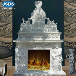 Marble Elaborate White Overmantel, Marble Elaborate White Overmantel