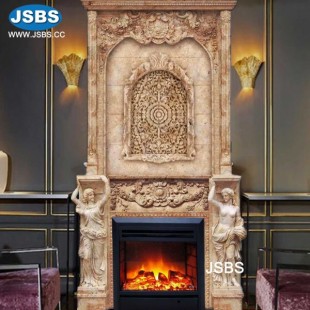 Marble Fireplace with Overmantel, JS-FP157
