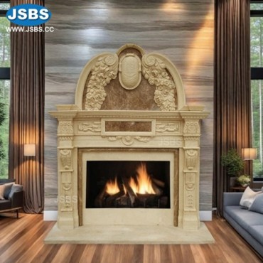 Nice Cream Marble Overmantel, Nice Cream Marble Overmantel