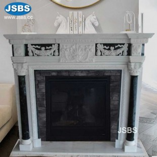 Antique White Marble Fireplace, JS-FP146