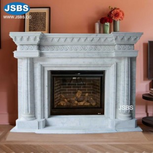 Classical White Marble Fireplace, JS-FP101