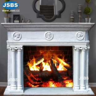 Classical White Marble Fireplace, JS-FP191
