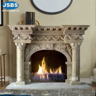 Cream Marble Fireplace Mantel, JS-FP190